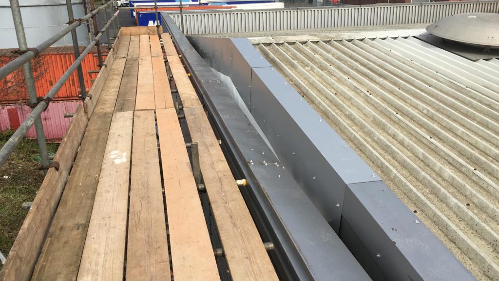 Storm Damage Roof Repairs to a Warehouse Roof in Rochester Kent 1