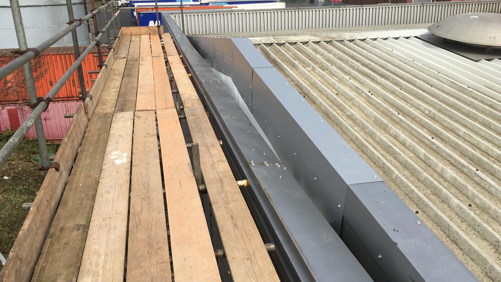 Storm Damage Roof Repairs to a Warehouse Roof in Rochester Kent 1