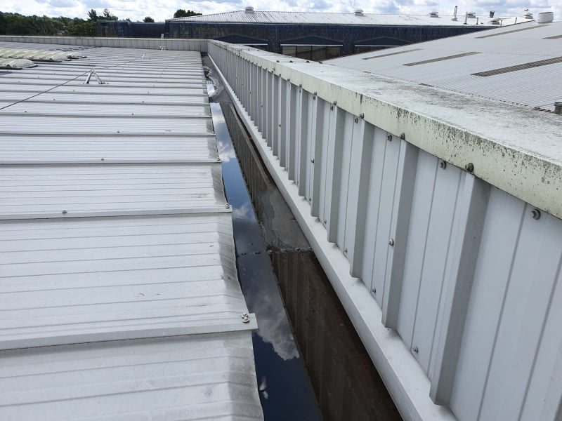 Gutter repair to a factory and office roof in Sidcup, Kent