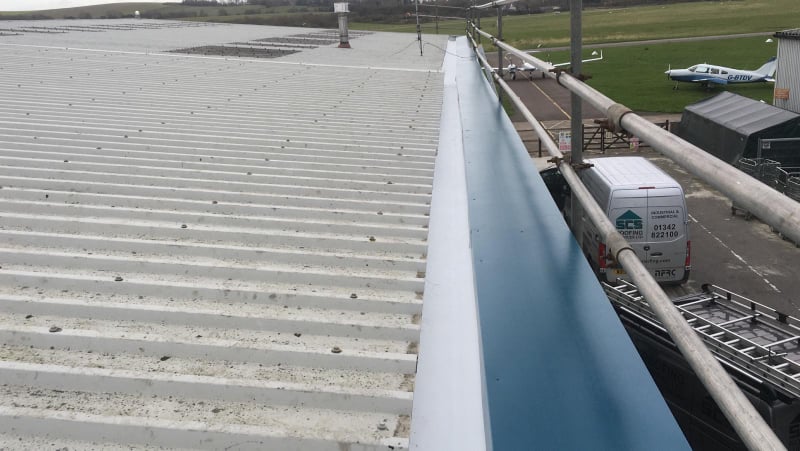 Guttering Repair Work Over Offices in Brighton City Airport, Shoreham, West Sussex