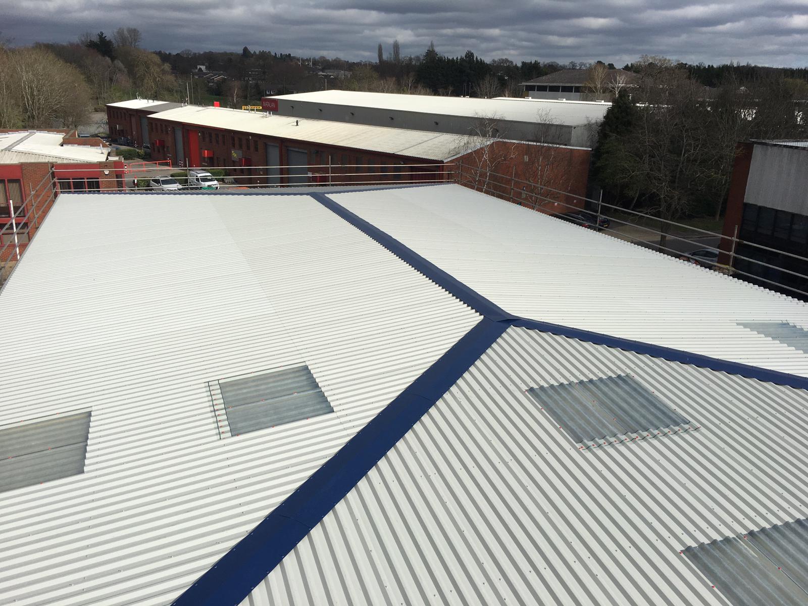 Over Roofing and Rooflights to an Office Warehouse Roof in Camberley Surrey