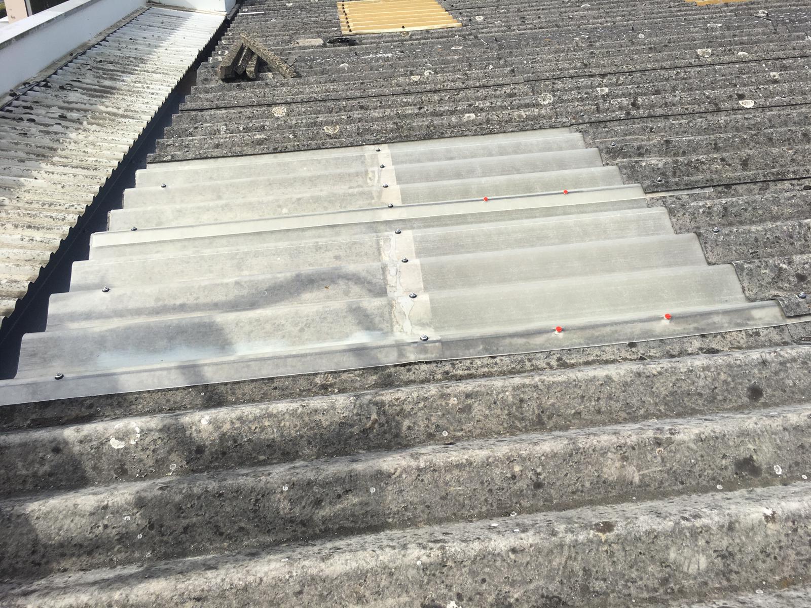 Gutter repair to a warehouse roof in Dartford Kent