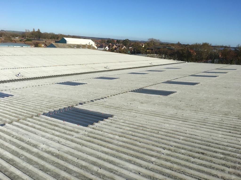 Translucent rooflights replacement to a warehouse office roof in Littlehampton West Sussex