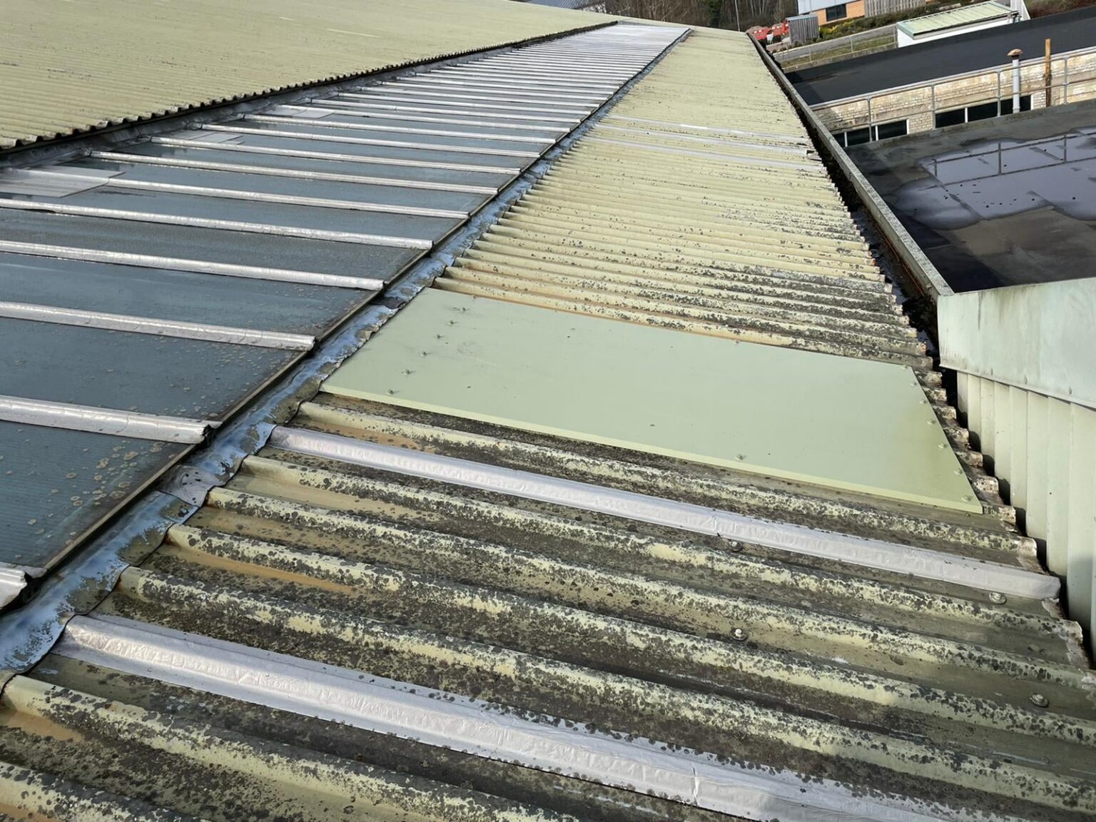 Repairs to a warehouse roof in Cranleigh Surrey SCS Roofing Commercial Roofing Contractots