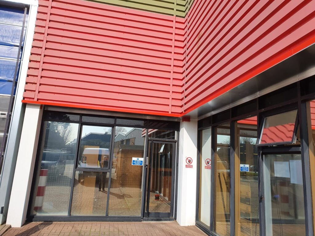 Cladding repairs on a Factory Warehouse in Worthing West Sussex