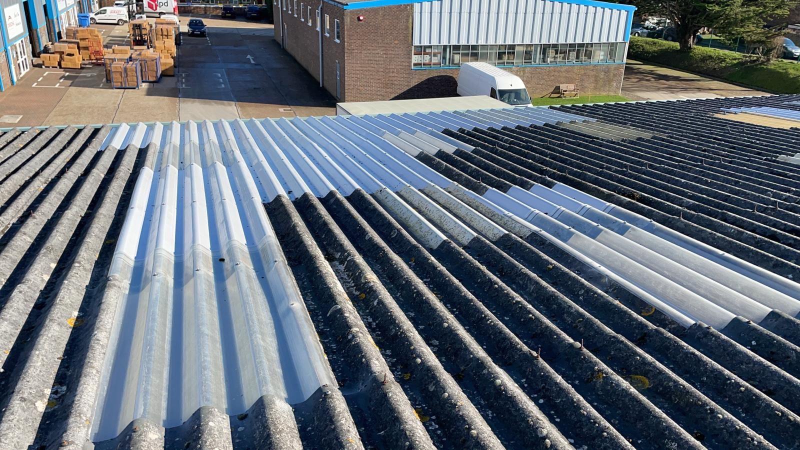 Leaking Roof Repairs on a Warehouse roof in Sompting Worthing West Sussex