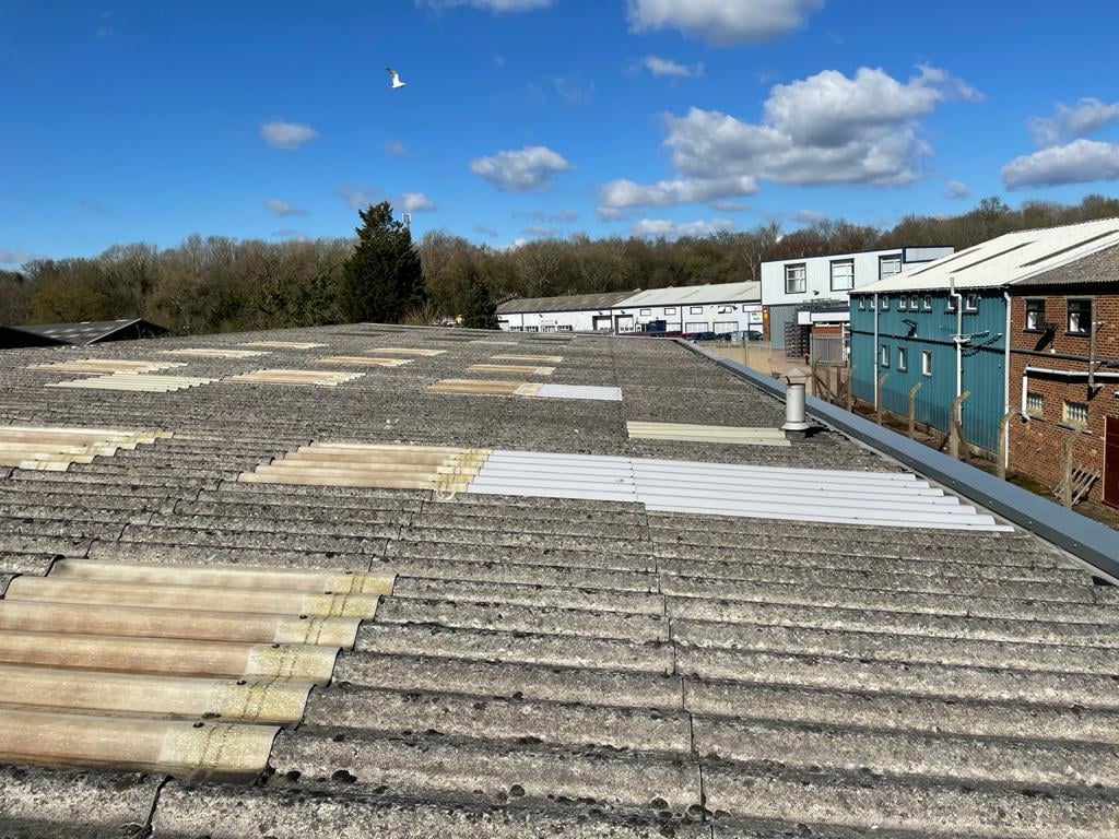 Roof repair on a Factory roof in Sevenoaks Kent