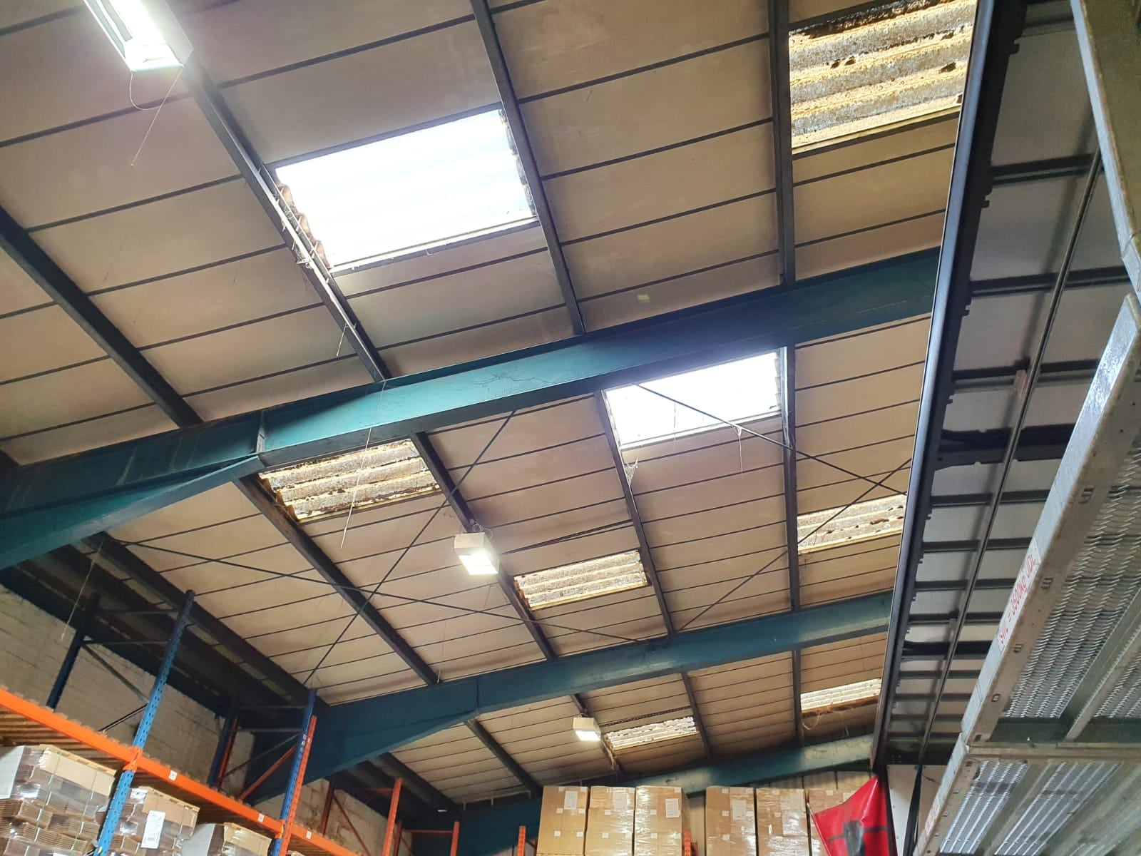 Rooflight repairs to a leaking Warehouse Roof in Larkfield Aylesford Kent
