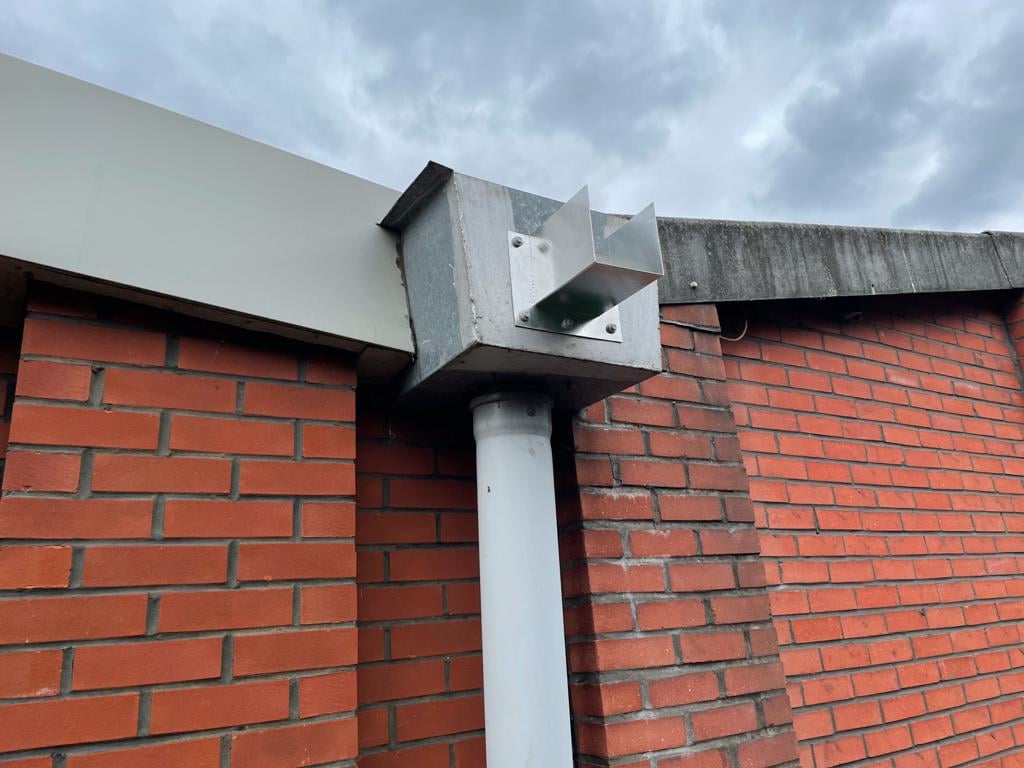 Gutter Replacement on a large Warehouse roof in Ash Vale Aldershot Hampshire