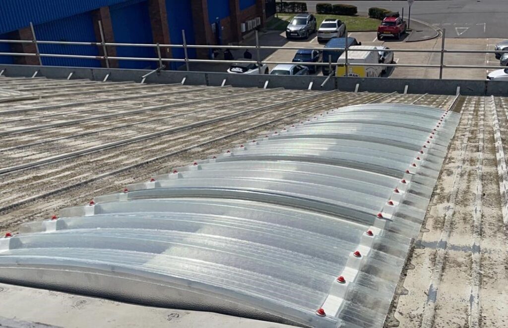 Roof repair works to an empty retail industrial unit in Southampton Hampshire