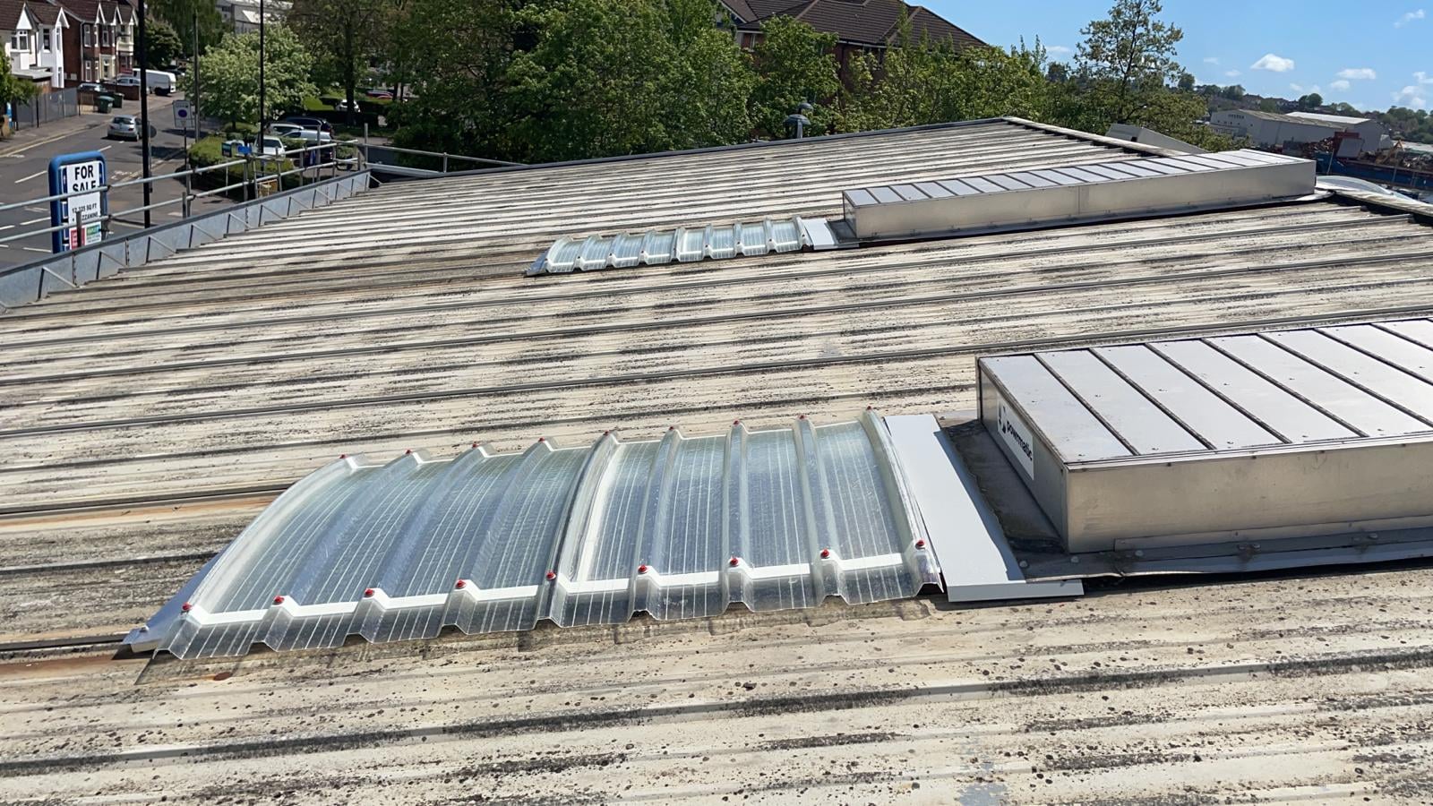 Roof repairs to an empty retail industrial unit in Southampton Hampshire