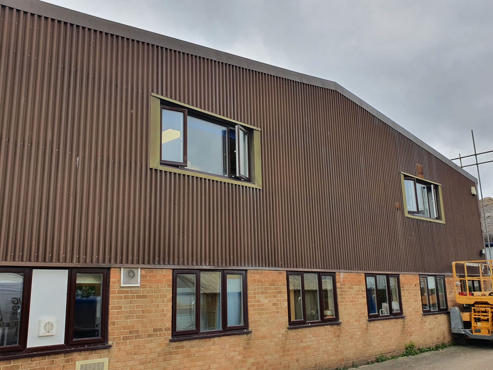 Cladding on a warehouse roof in Littlehampton West Sussex