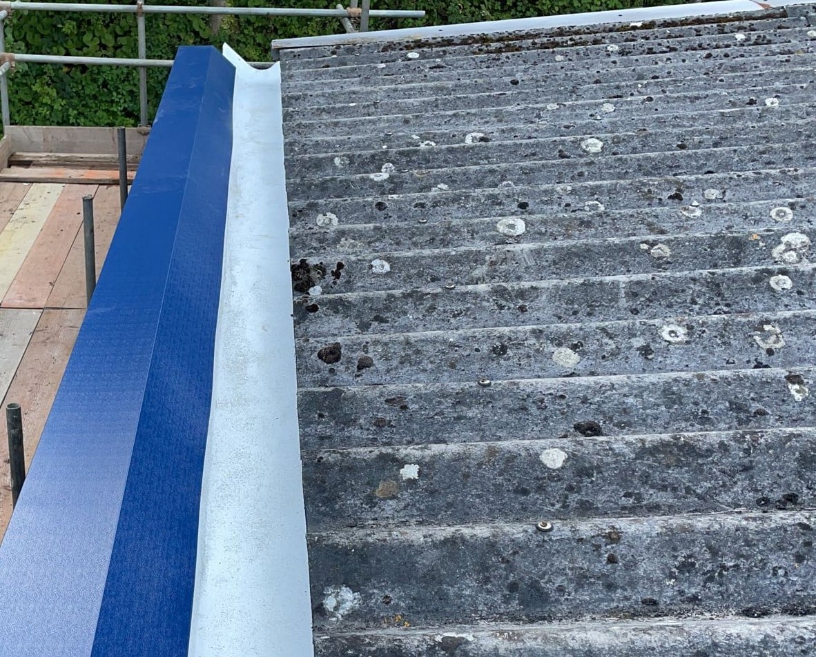 Gutter repairs to a warehouse and office roof in Crowborough East Sussex