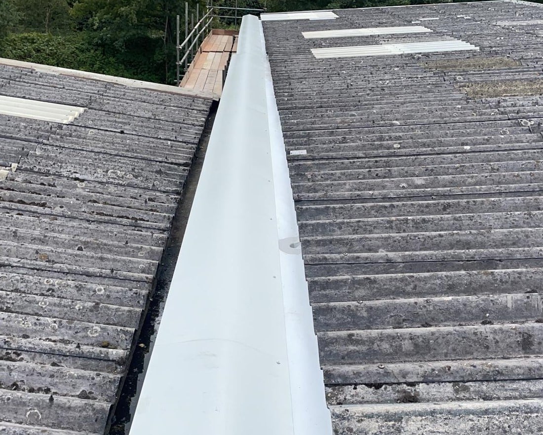 Gutter work to a warehouse and office roof in Crowborough East Sussex
