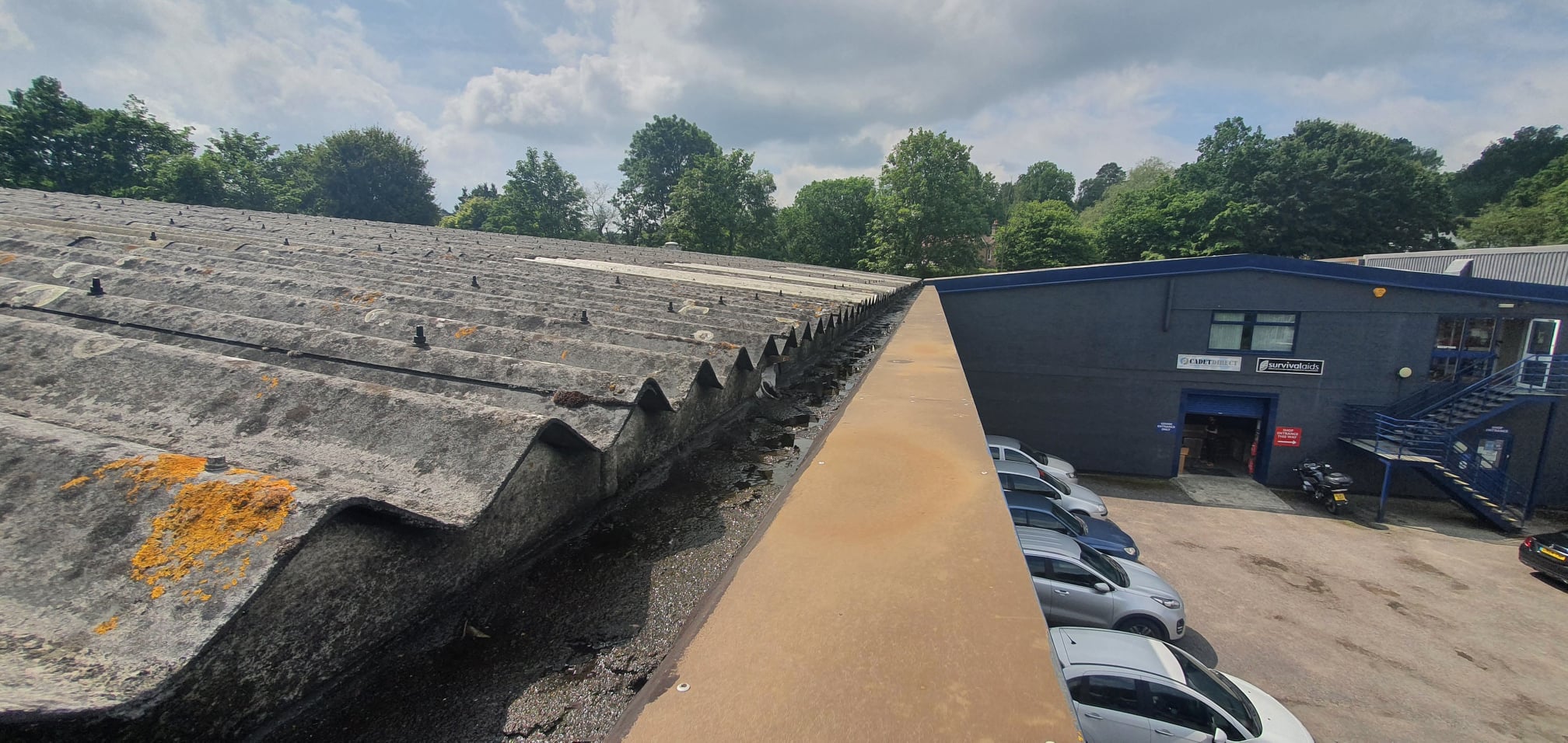 Gutter work to a warehouse roof in Crowborough East Sussex
