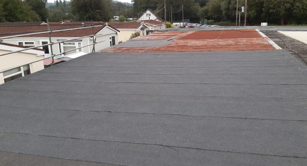 Felting contract on the office roof of a company in Redhill Surrey