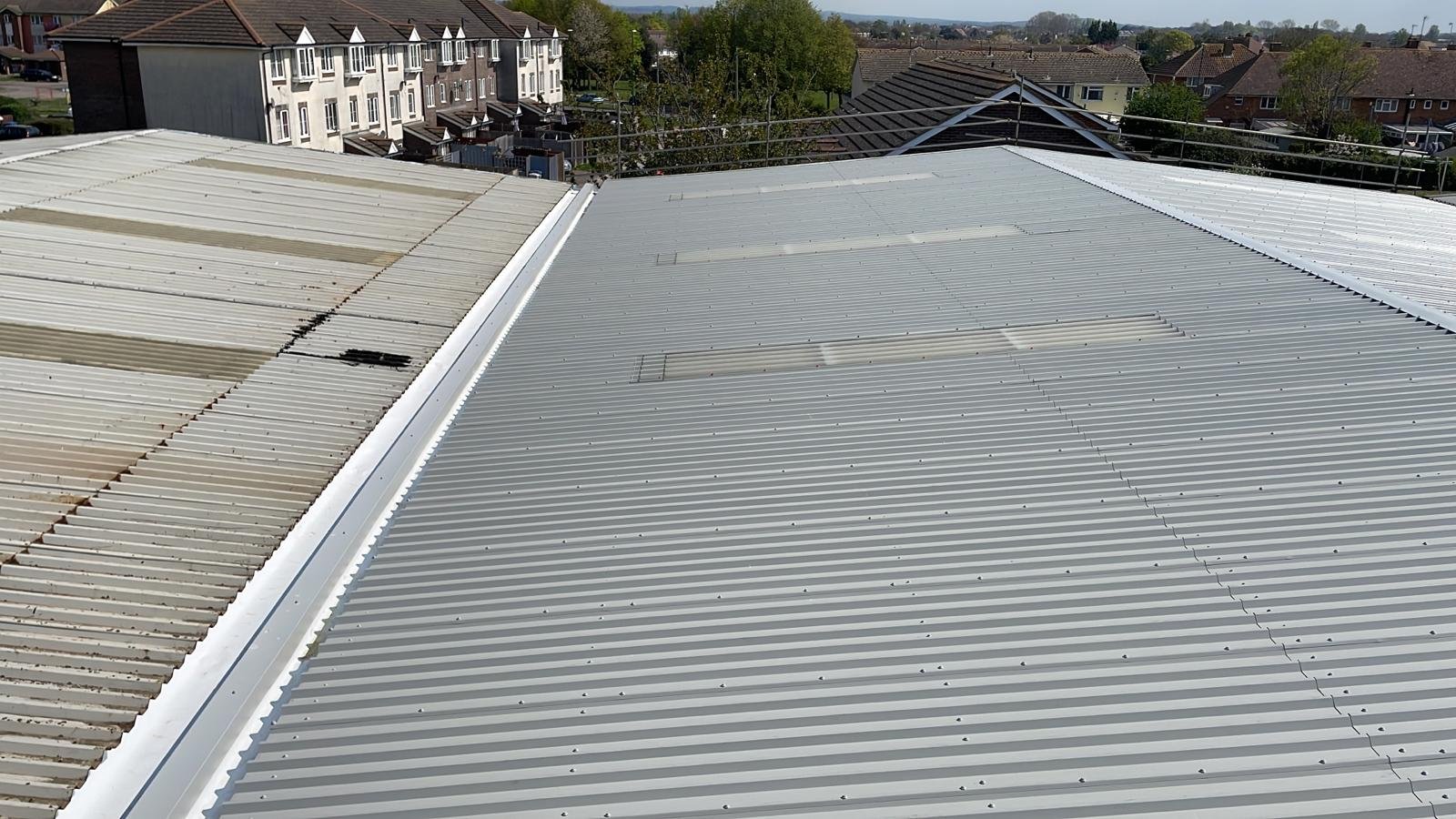 Warehouse over-roofing in Littlehampton, West Sussex
