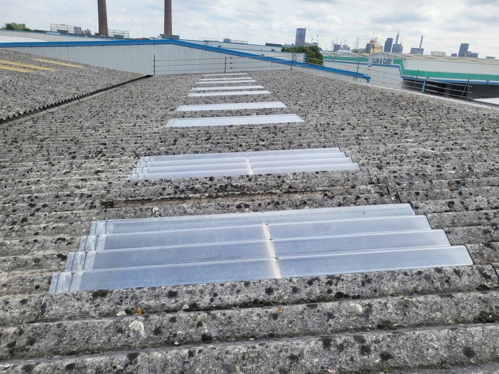 rooflight replacement and repair work to a trade shop and warehouse roof in Croydon Surrey