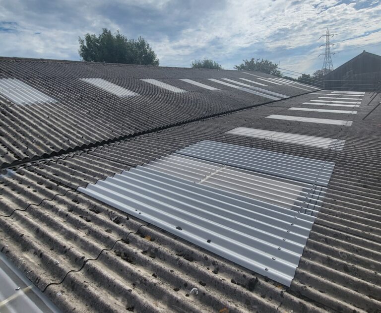 rooflight replacement and repair work to a warehouse and office roof in Morden, Surrey