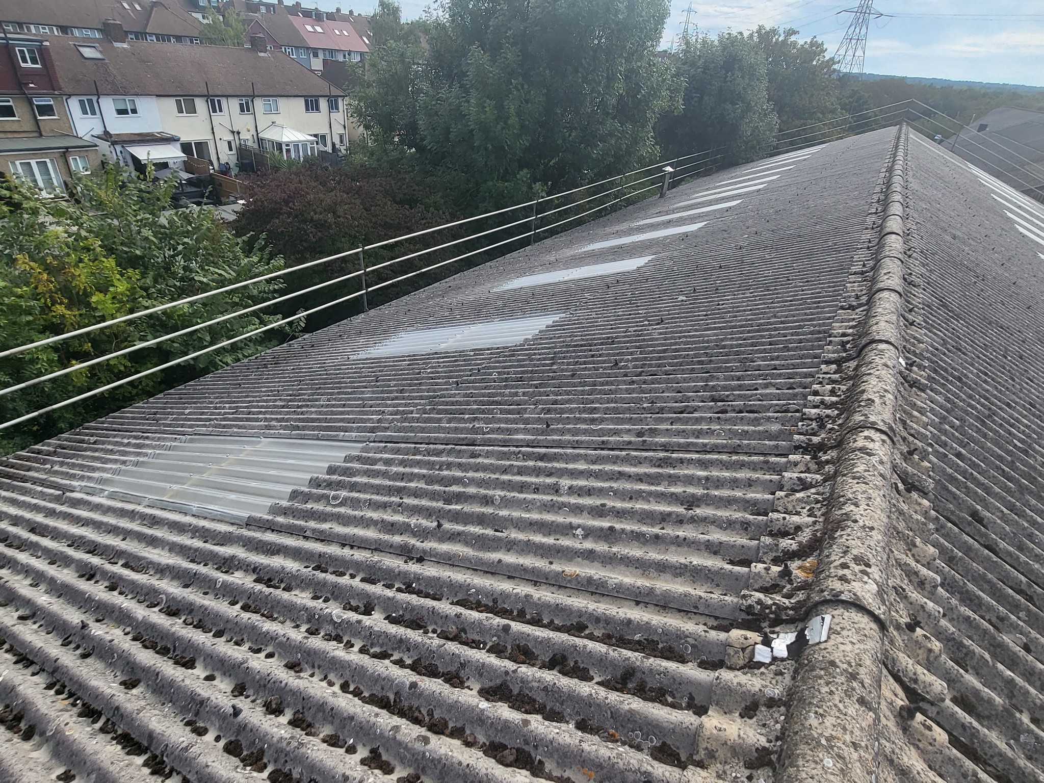 Roof light replacement and repair work to a warehouse and office roof in Morden, Surrey