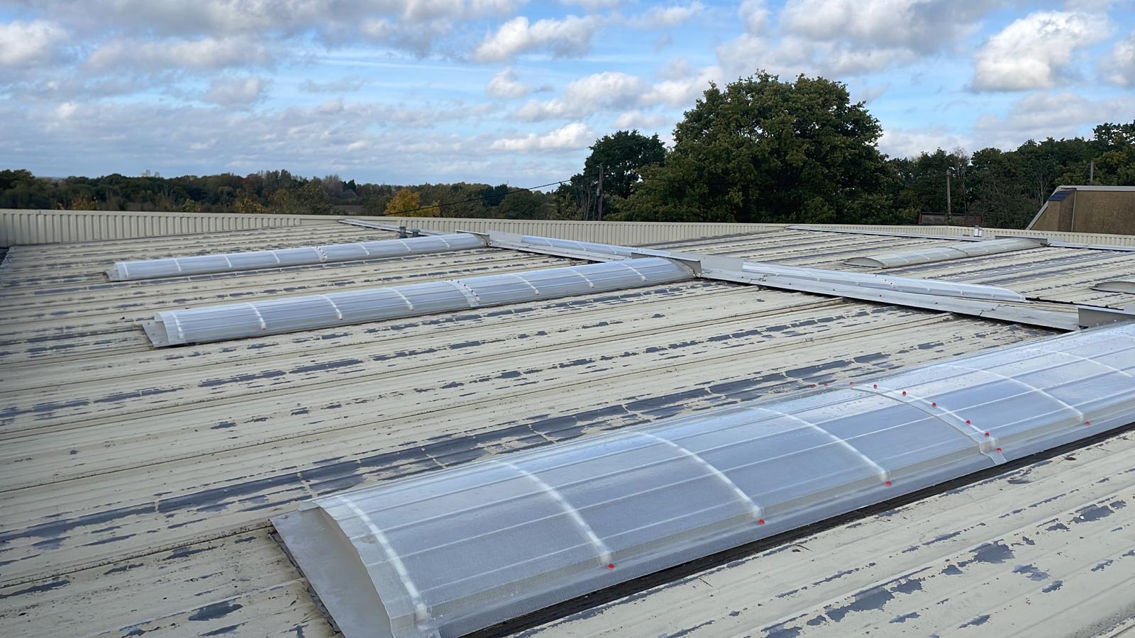 Replaced rooflights on a Warehouse roof in Guildford, Surrey