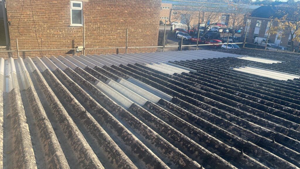Repair work to a warehouse and office roof in Farnborough Hampshire
