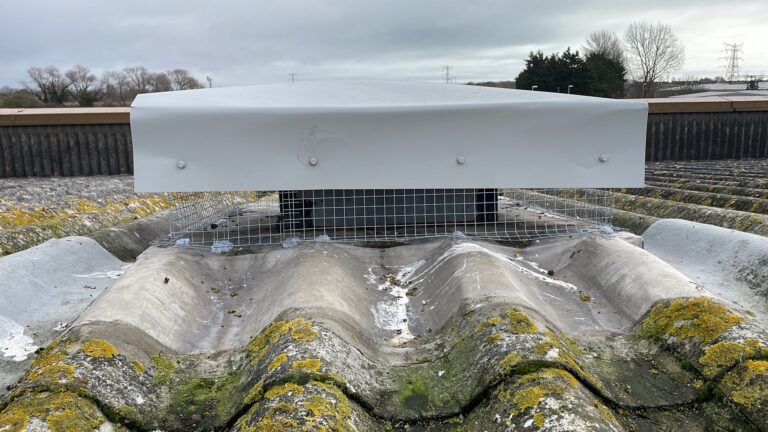 Leaking roof works on a warehouse in Worthing, West Sussex