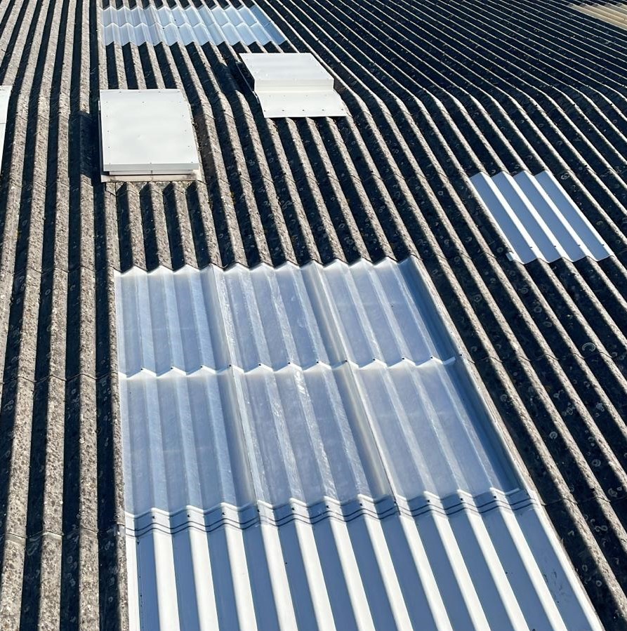 Rooflight replacement works to a Warehouse roof in Eastleigh Hampshire