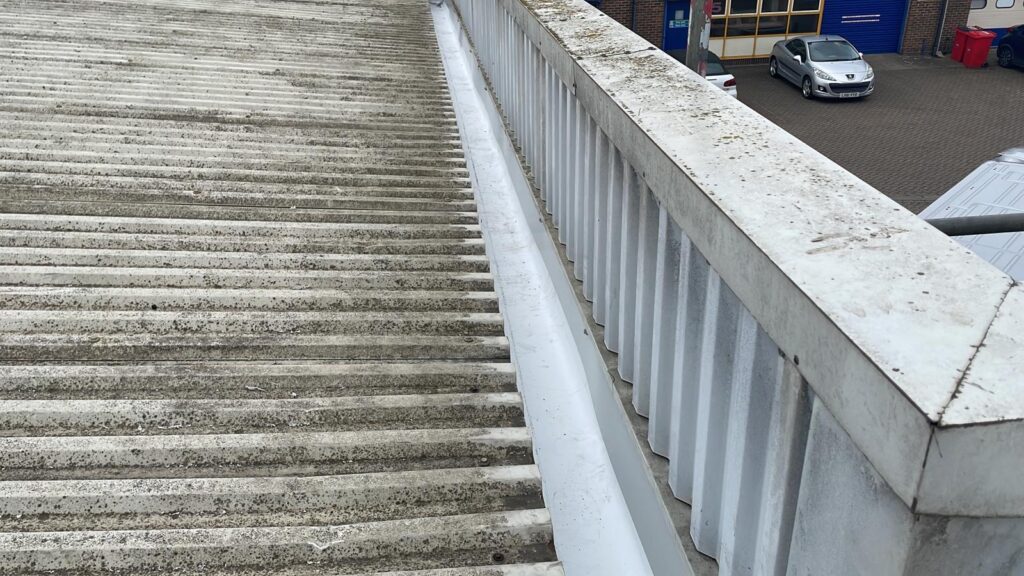 Gutter lining work to a warehouse and office roof in Rochester, Kent
