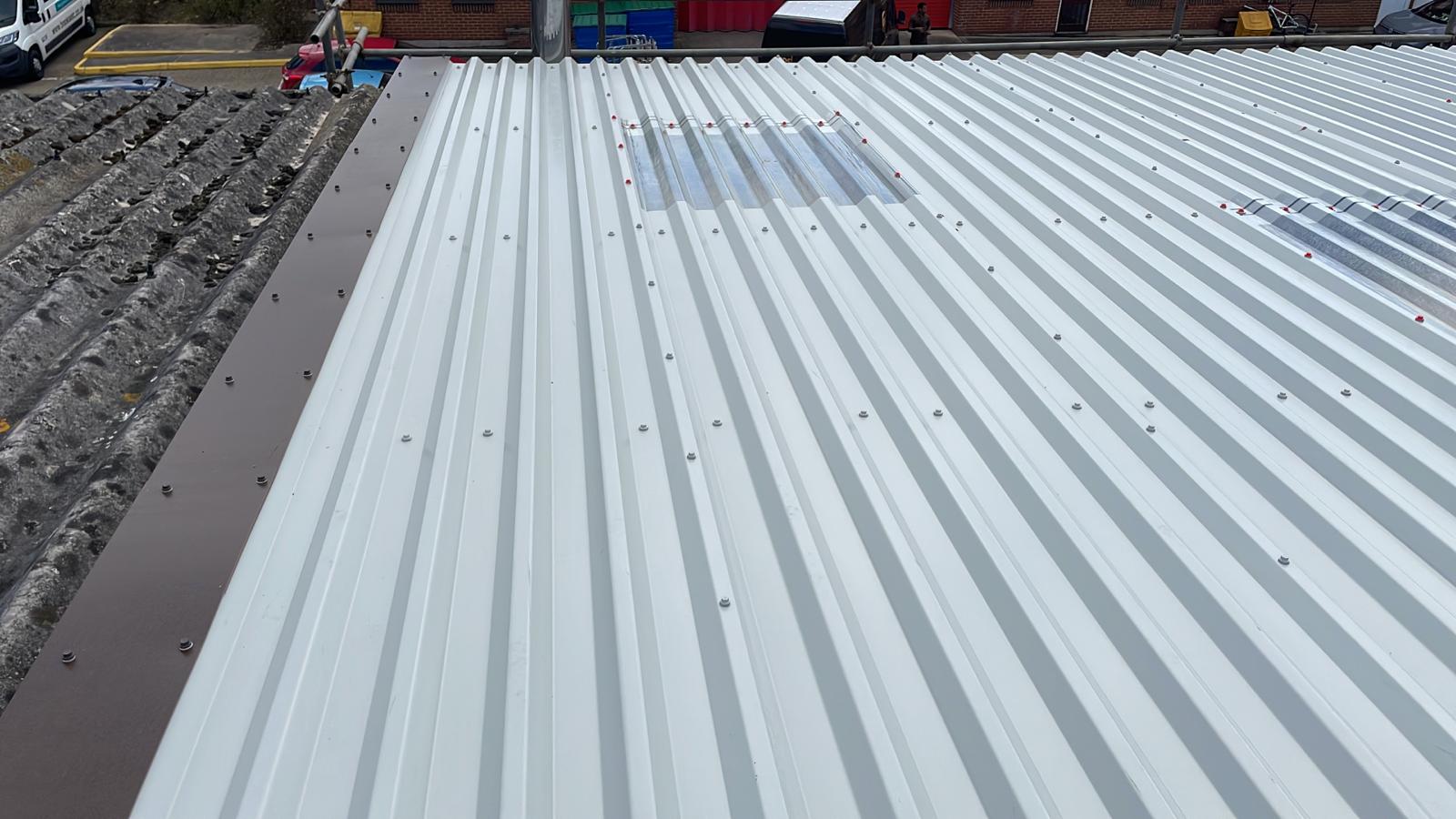 Over-roofing to a warehouse roof in Aldershot, Hampshire