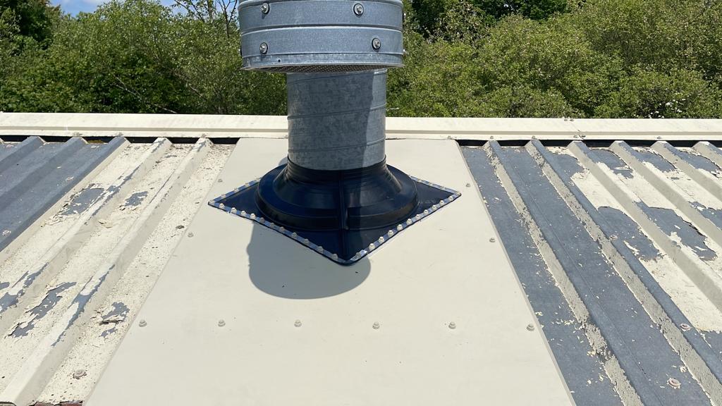 Roof repair work to a warehouse roof in Pulborough, West Sussex