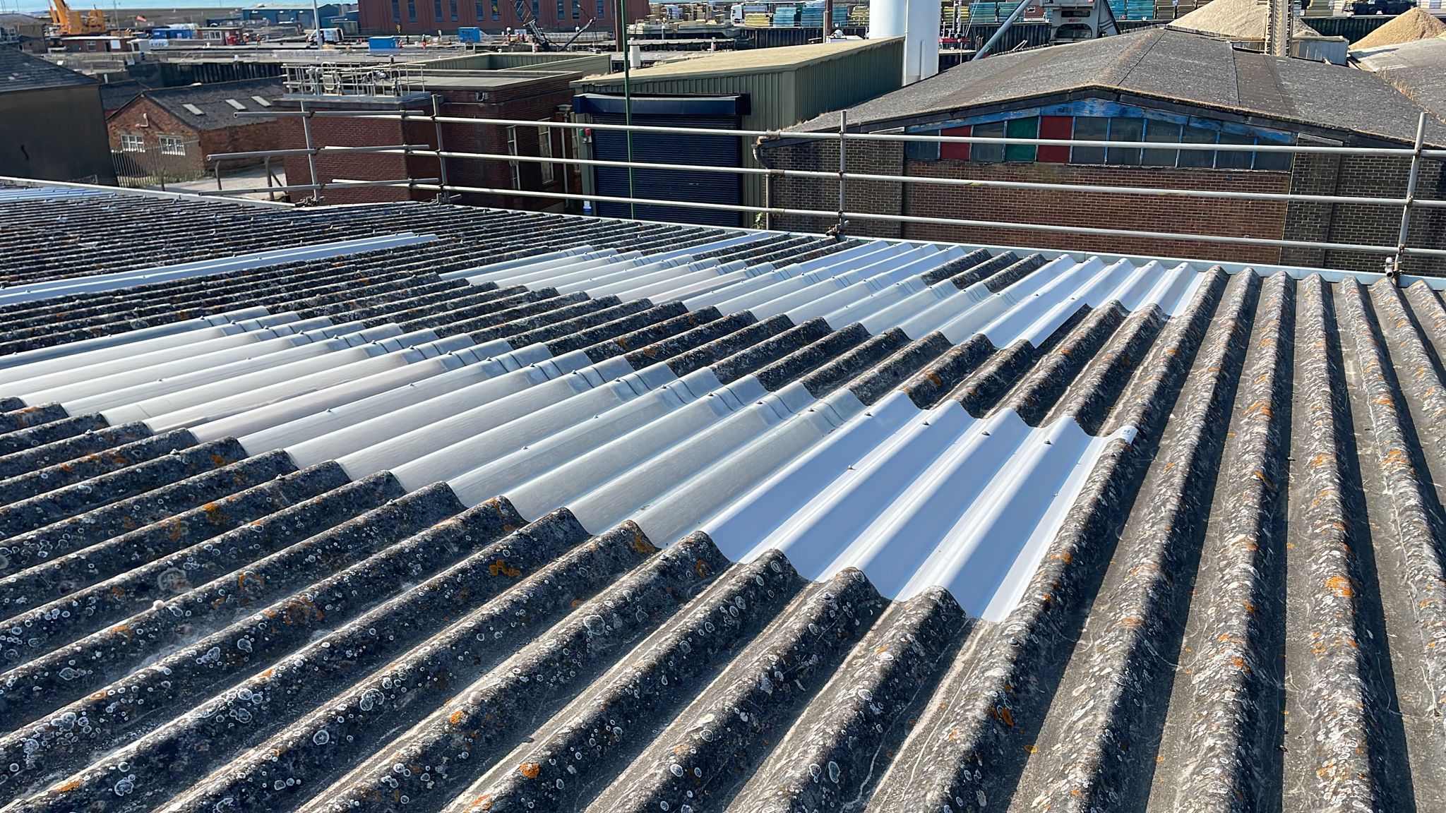 roofing repairs to 2 no. warehouse roofs in Southwick, West Sussex