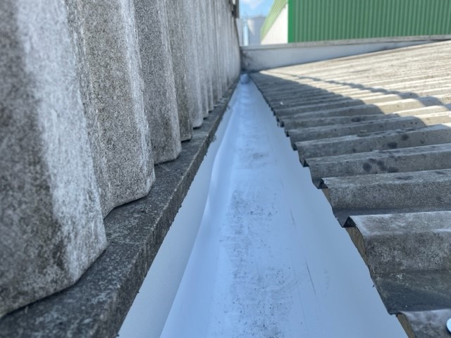 gutter lining work to a warehouse and office roof in Rochester, Kent