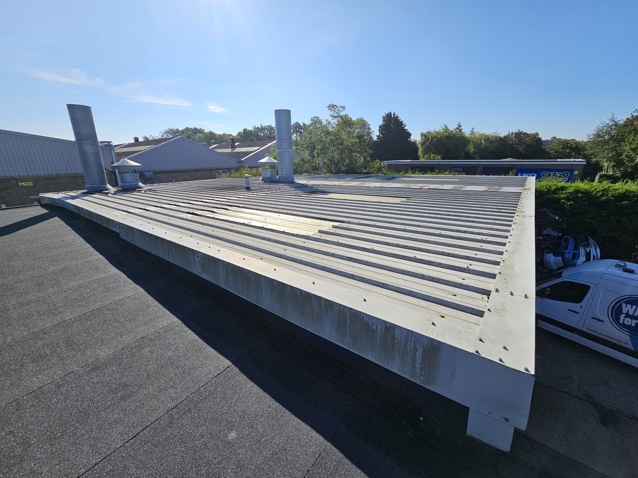 Roof repairs to a Workshop roof in Burgess Hill, West Sussex.