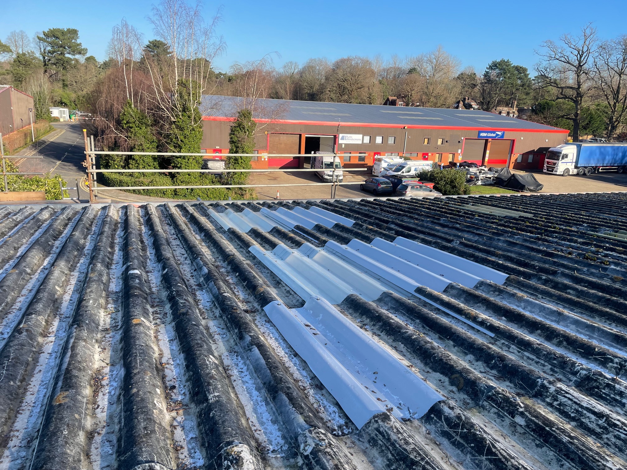 Roof work to a Warehouse roof in Broadbridge Heath, West Sussex