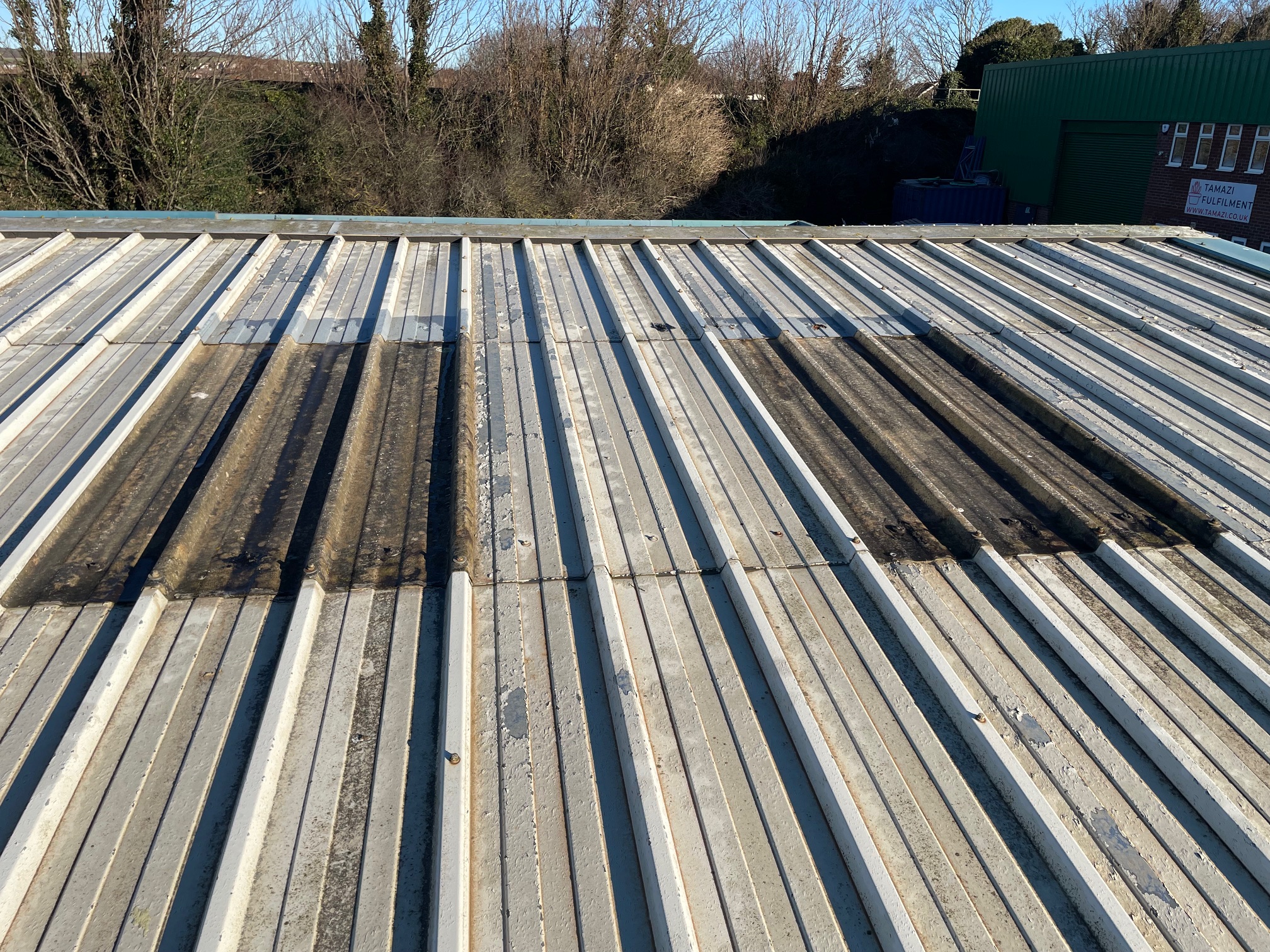 roofing repairs to a factory roof in Southwick, West Sussex