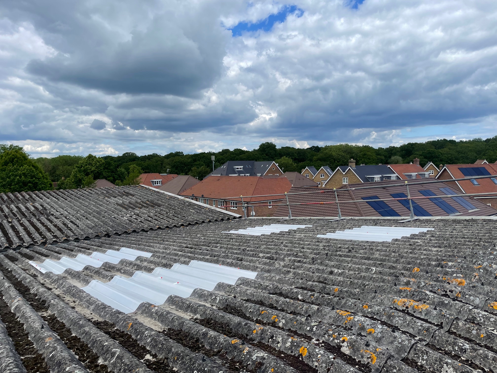 New translucent rooflights for a Warehouse roof in Bookham, Leatherhead, Surrey