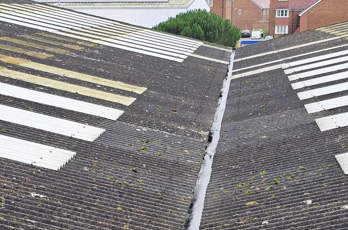 Gutter and roof cleaning works to workshop and office roofs in Edenbridge, Kent