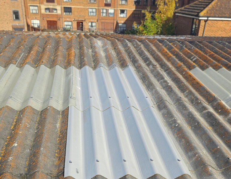 Roof repairs to a Warehouse and Office roof in Tonbridge, Kent.