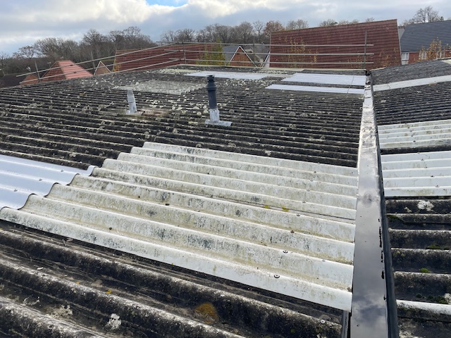 Leak prevention roof repairs to a warehouse roof in Burgess Hill, West Sussex