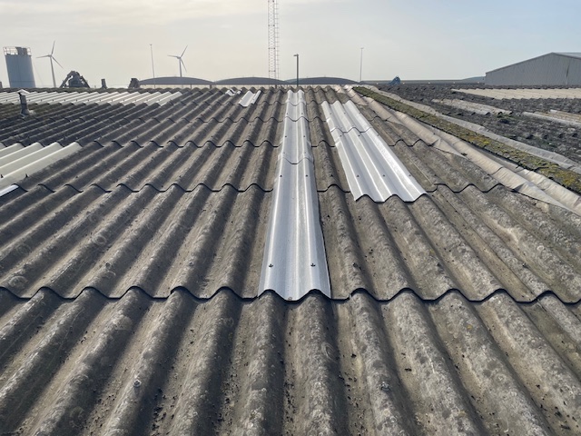 Roof Repairs and moss removal on a Warehouse roof in Southwick, East Sussex