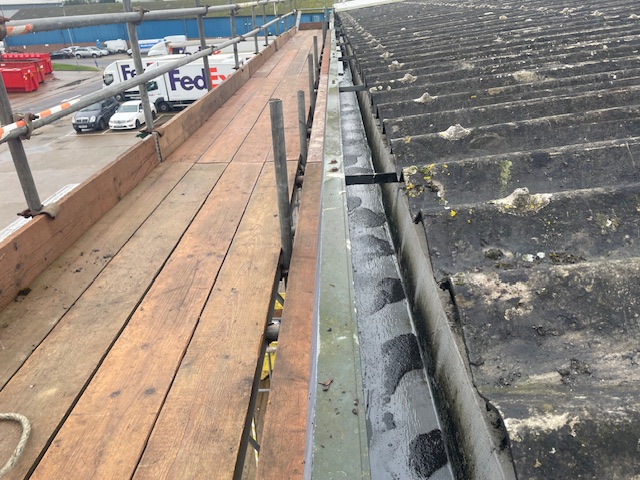 Roof repair work to a Warehouse roof in Larkfield, Aylesford, Kent